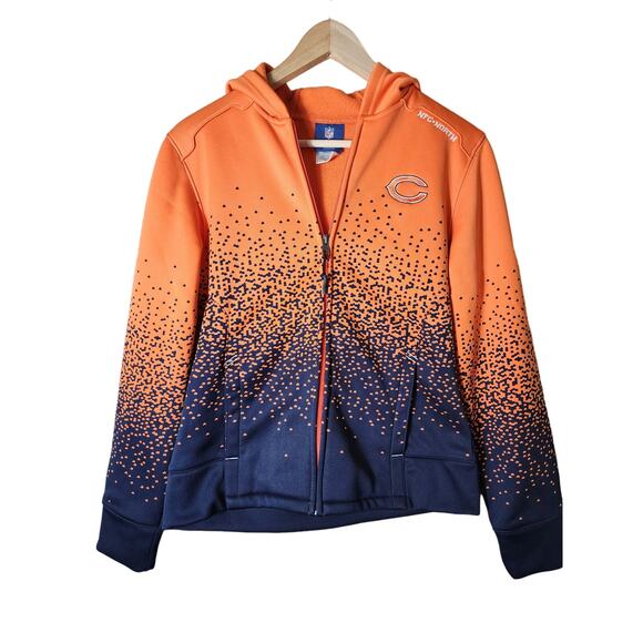 NFL + REEBOK Official CHICAGO BEARS Orange Blue Full Zip Hoodie Women's SZ S - Picture 1 of 8